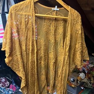 Maurices Golden Embroidered Kimono